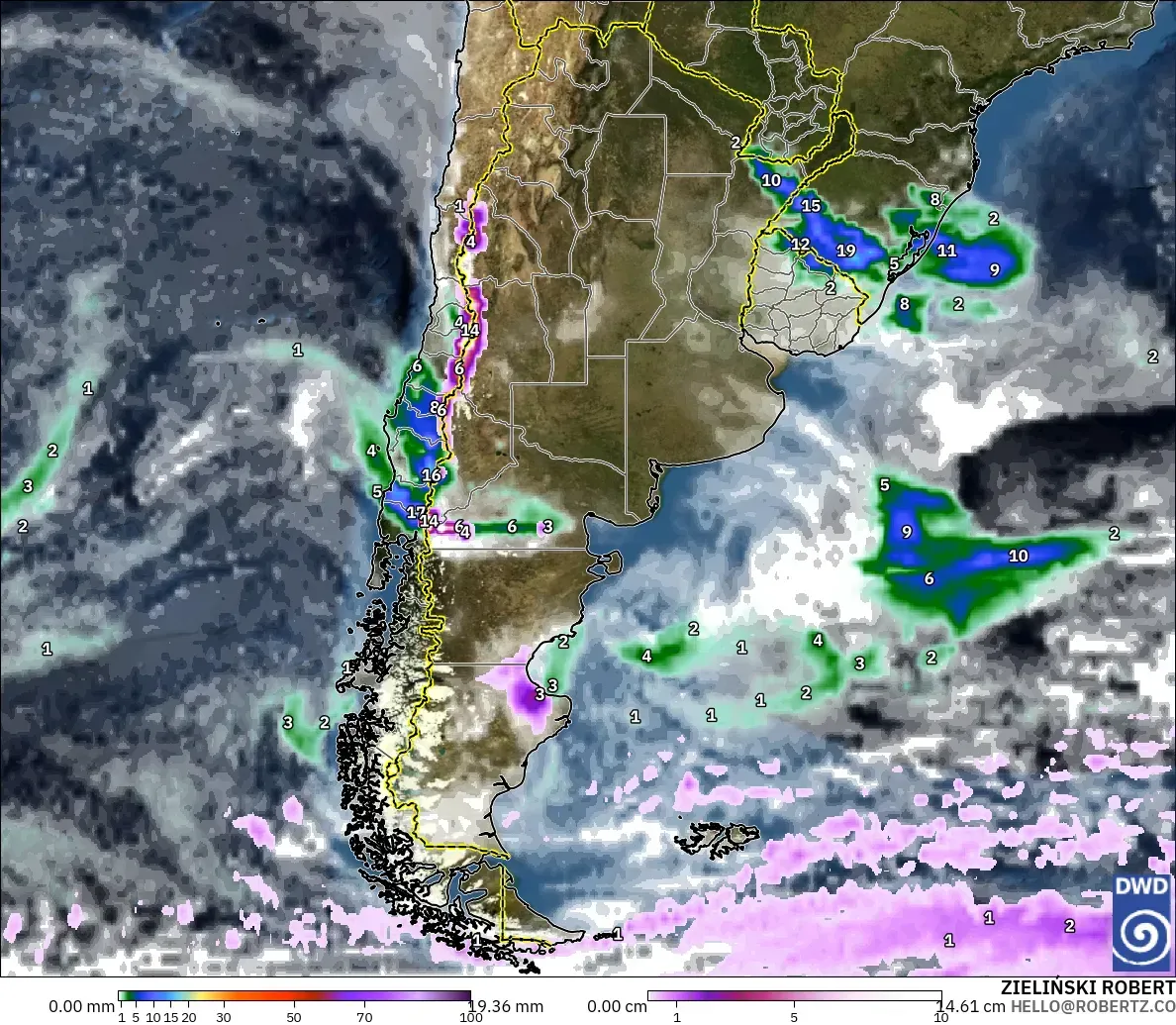 ICON model - Argentina, Precipitation, Clouds, and Pressure