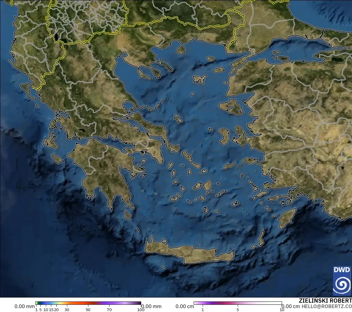 ICON model - Greece, Precipitation, Clouds, and Pressure