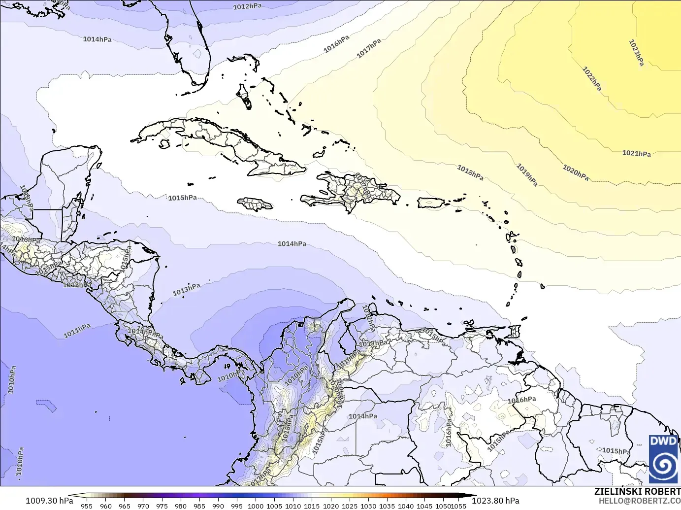 ICON model - Caribbean, Pressure