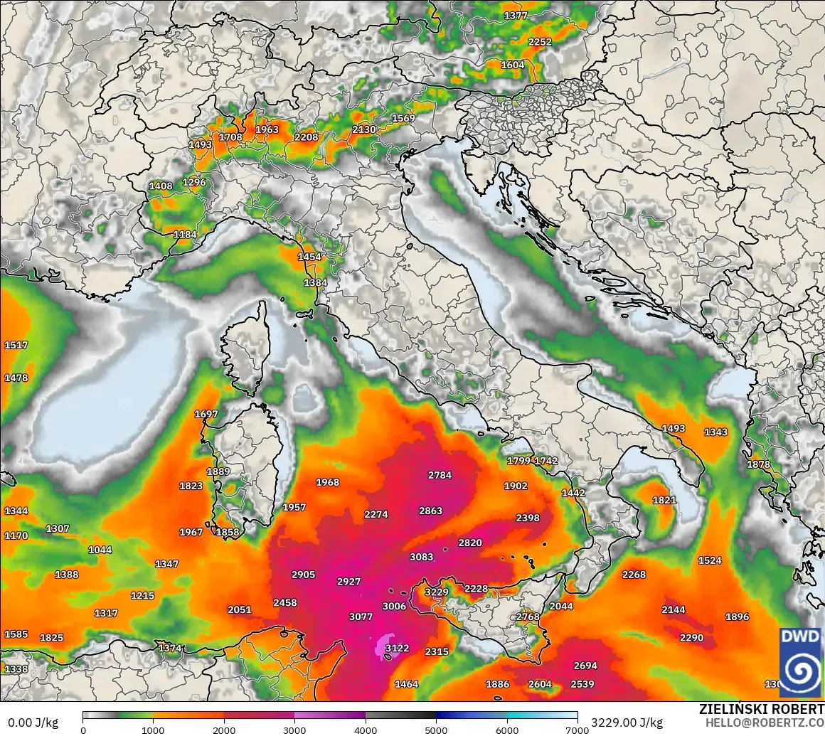 ICON model - Italy, CAPE