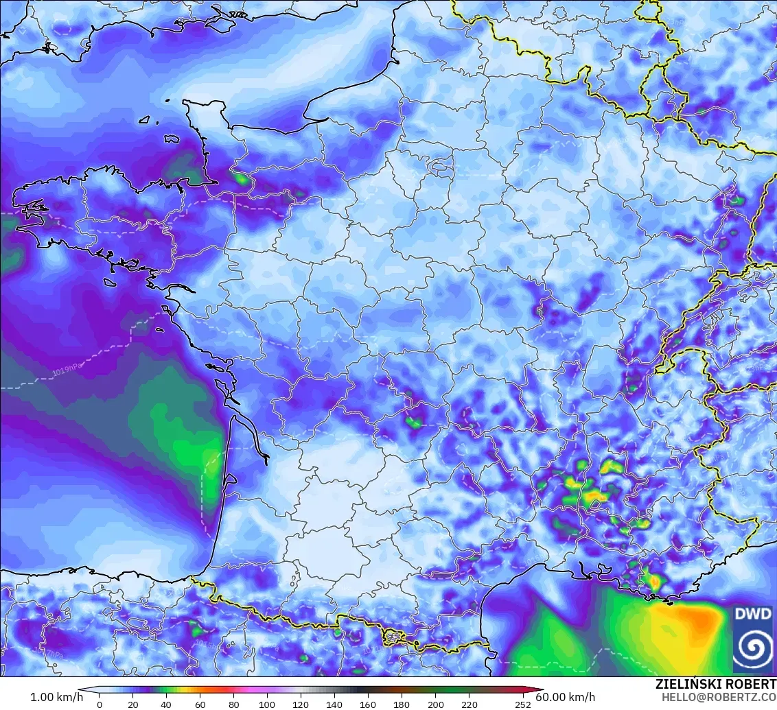 ICON model - France, Wind Gusts