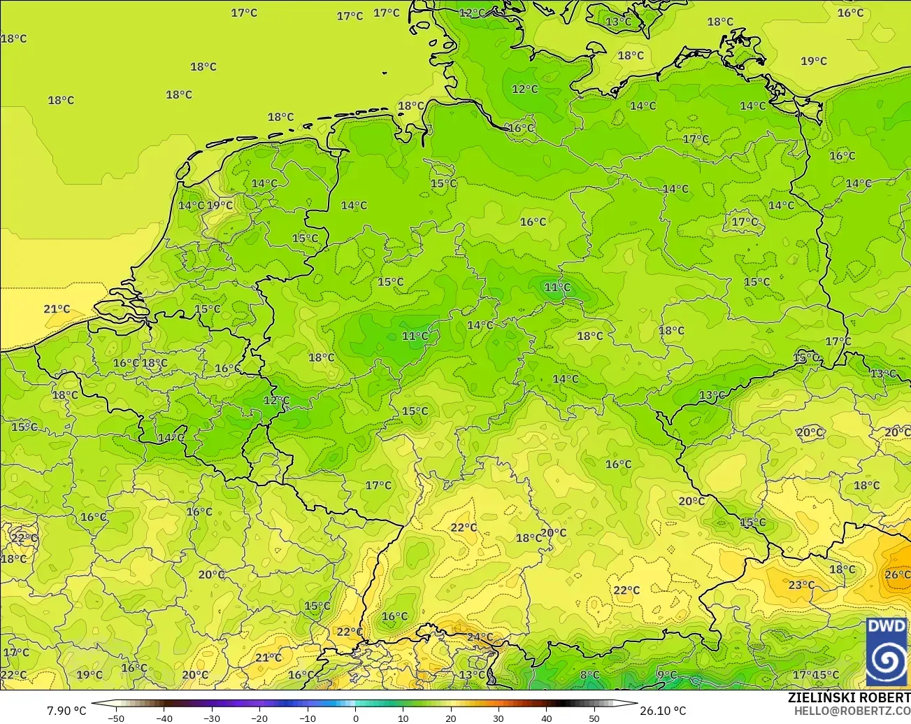 ICON model - Germany, Temperature at 2m