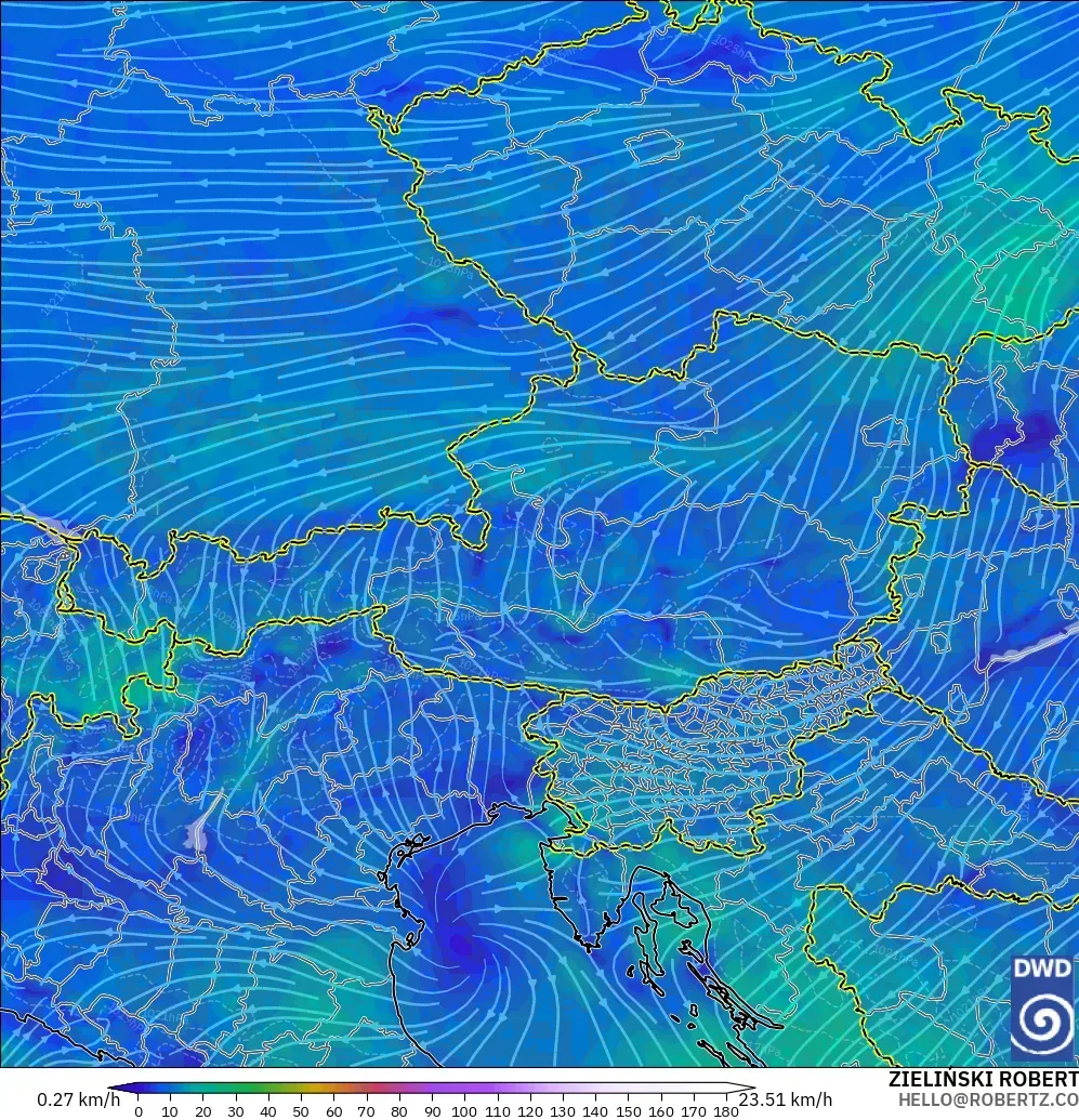 ICON model - Austria, Wind at 10m