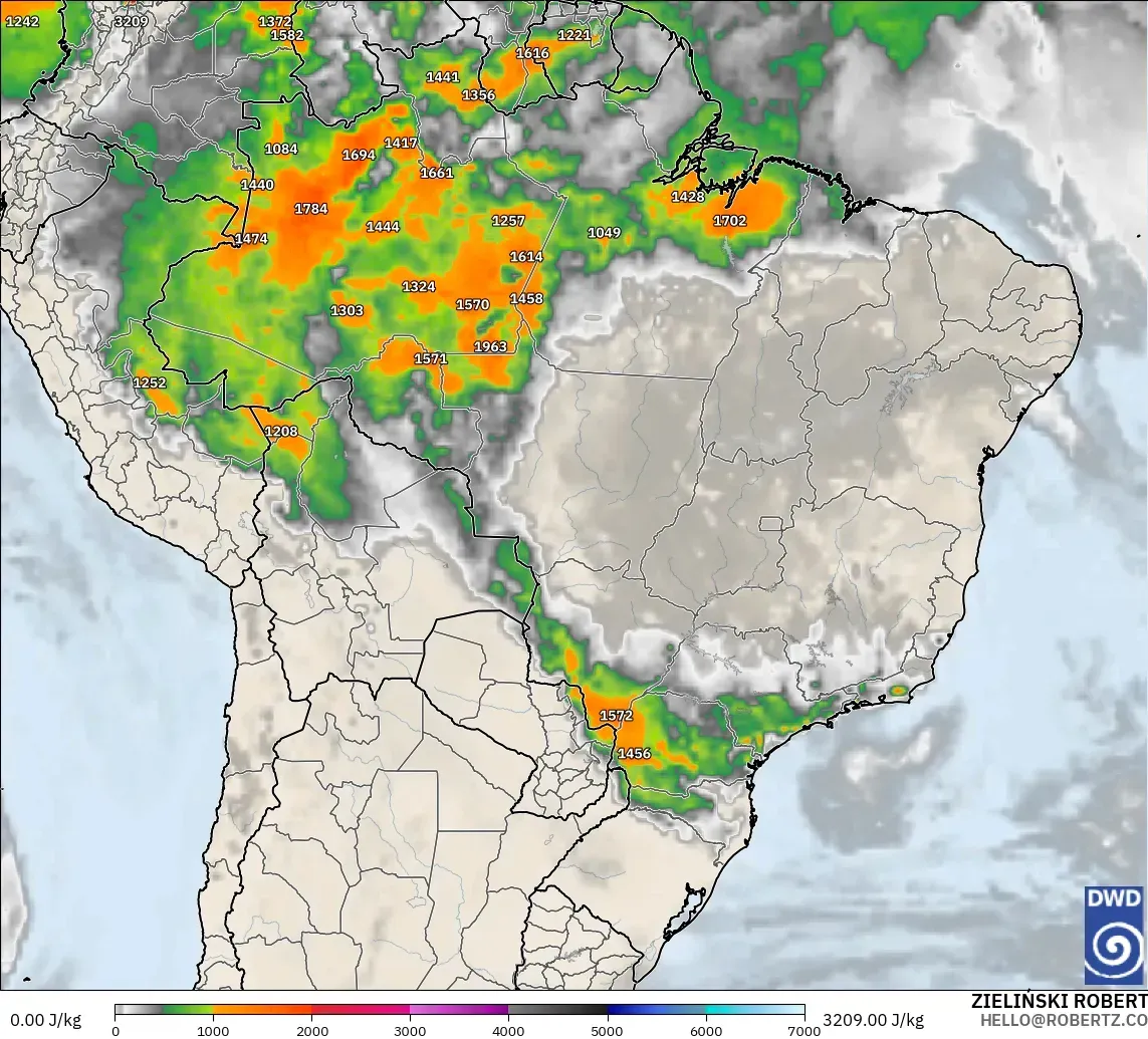ICON model - Brazil, CAPE