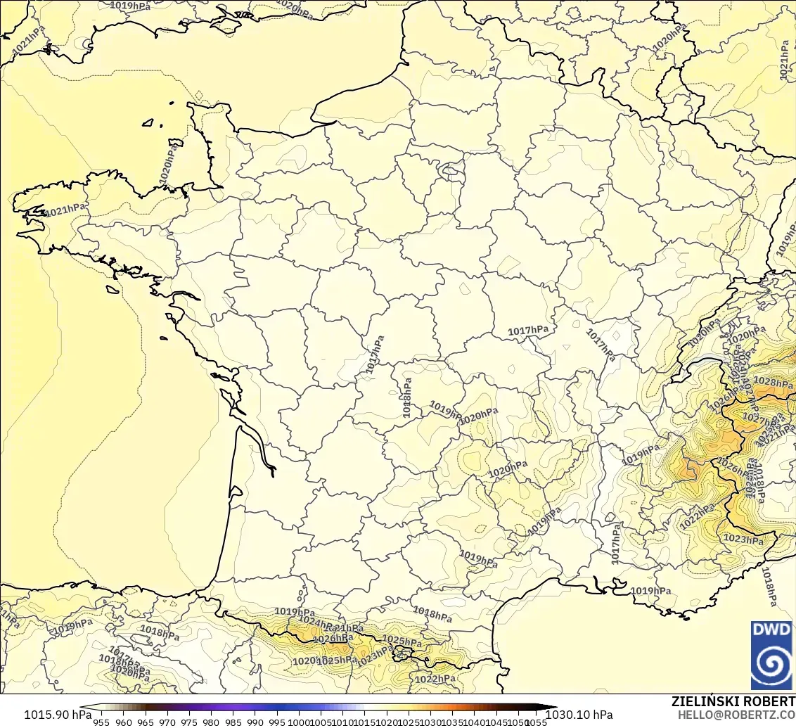 ICON model - France, Pressure