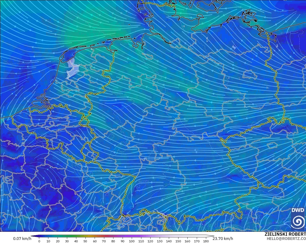 ICON model - Germany, Wind at 10m