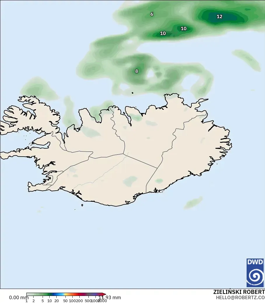 ICON model - Iceland, Precipitation Accumulation