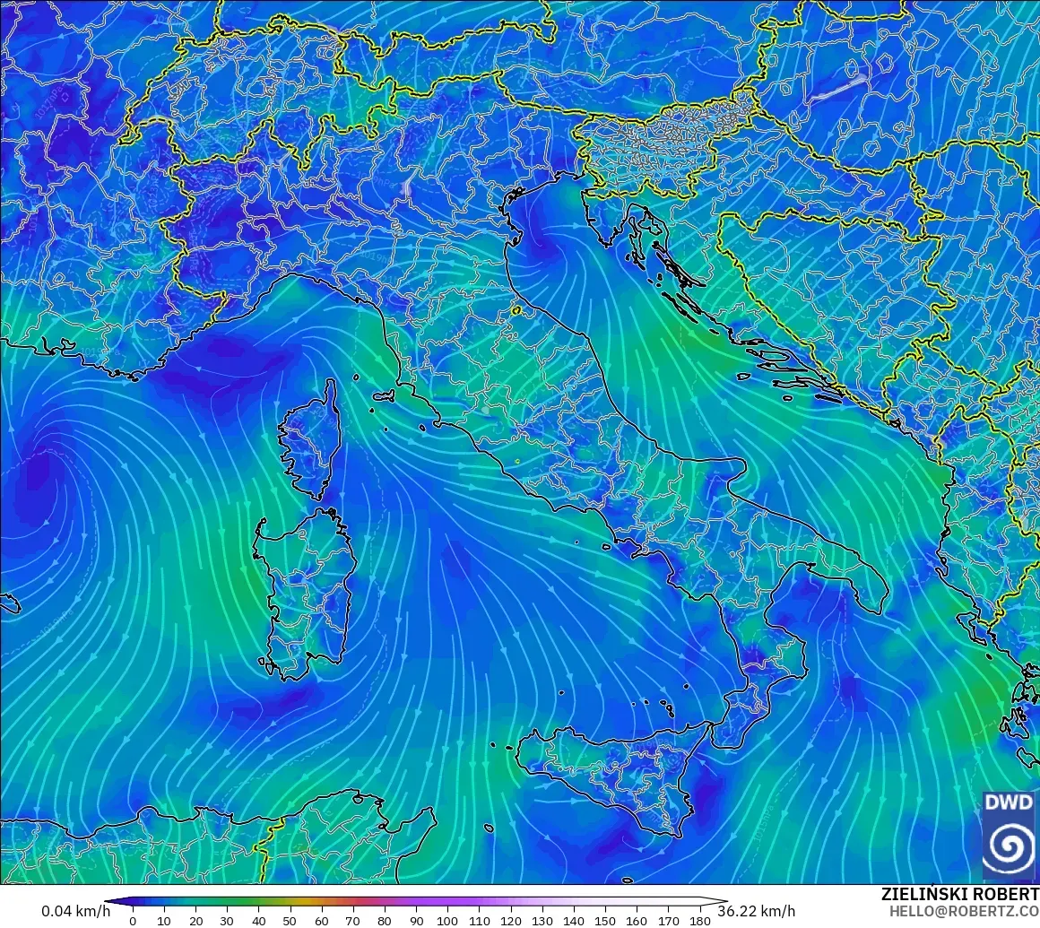 ICON model - Italy, Wind at 10m