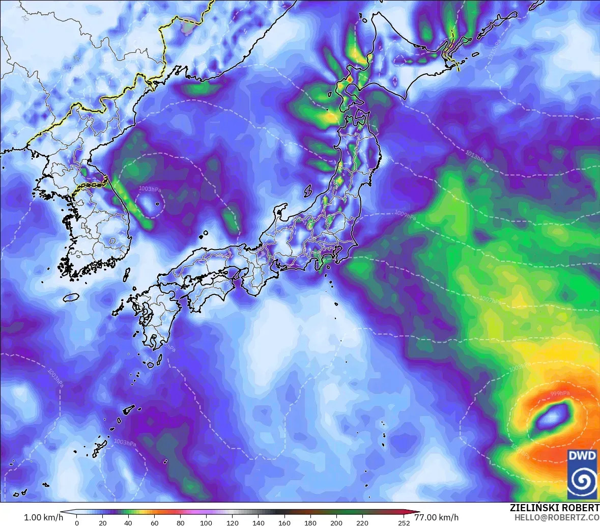 ICON model - Japan, Wind Gusts