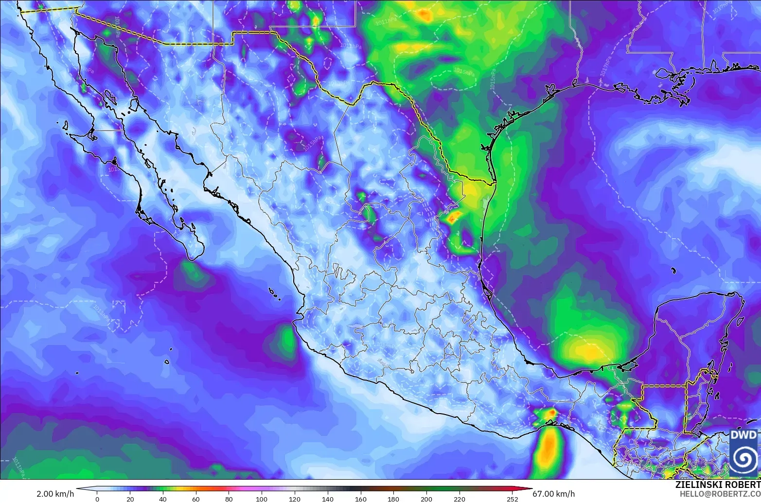ICON model - Mexico, Wind Gusts