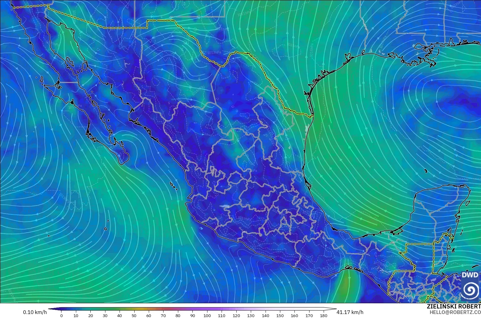 ICON model - Mexico, Wind at 10m