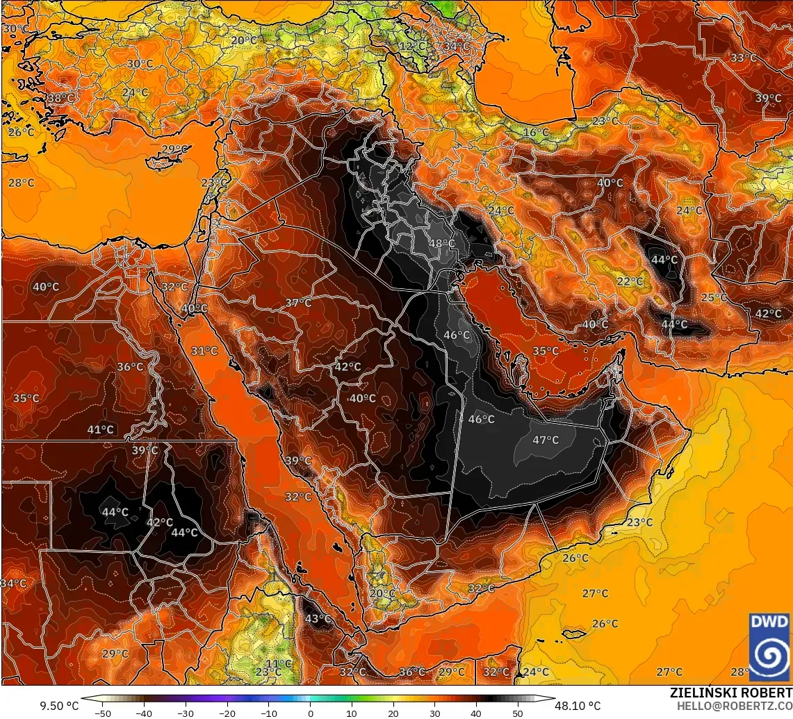 ICON model - Middle East, Temperature at 2m