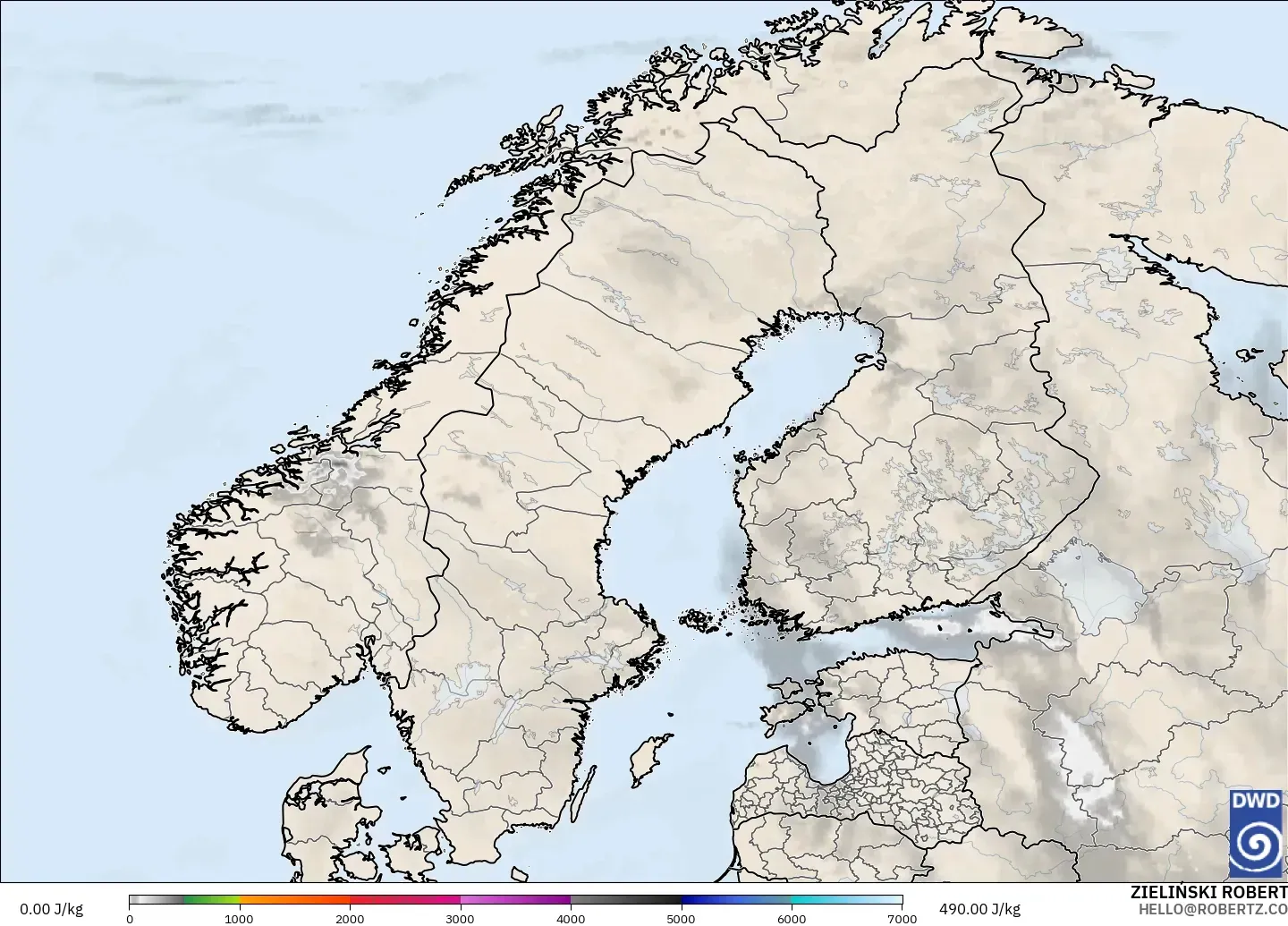 ICON model - Scandinavia, CAPE