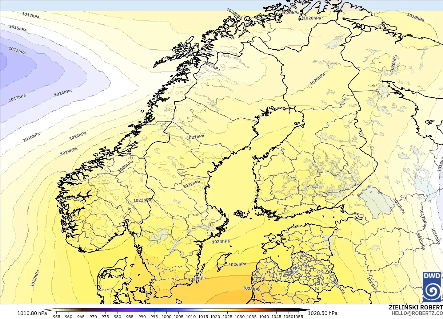 ICON model - Scandinavia, Pressure