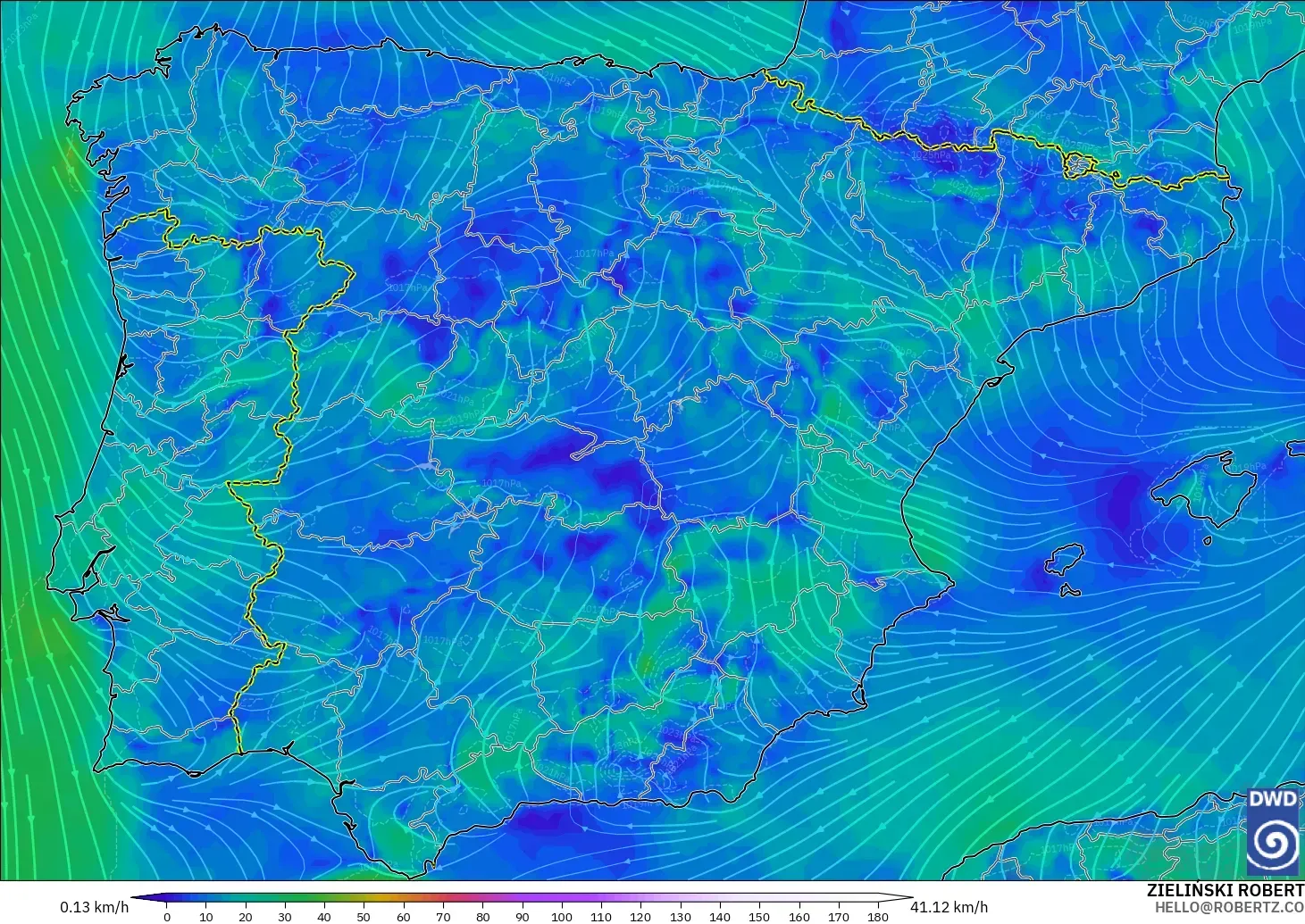 ICON model - Spain, Wind at 10m