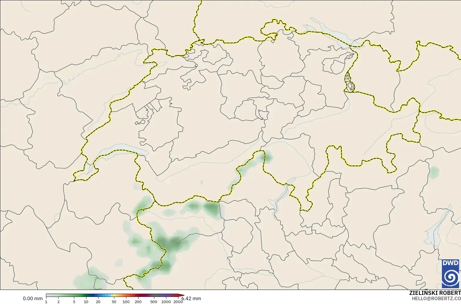 ICON model - Switzerland, Precipitation Accumulation