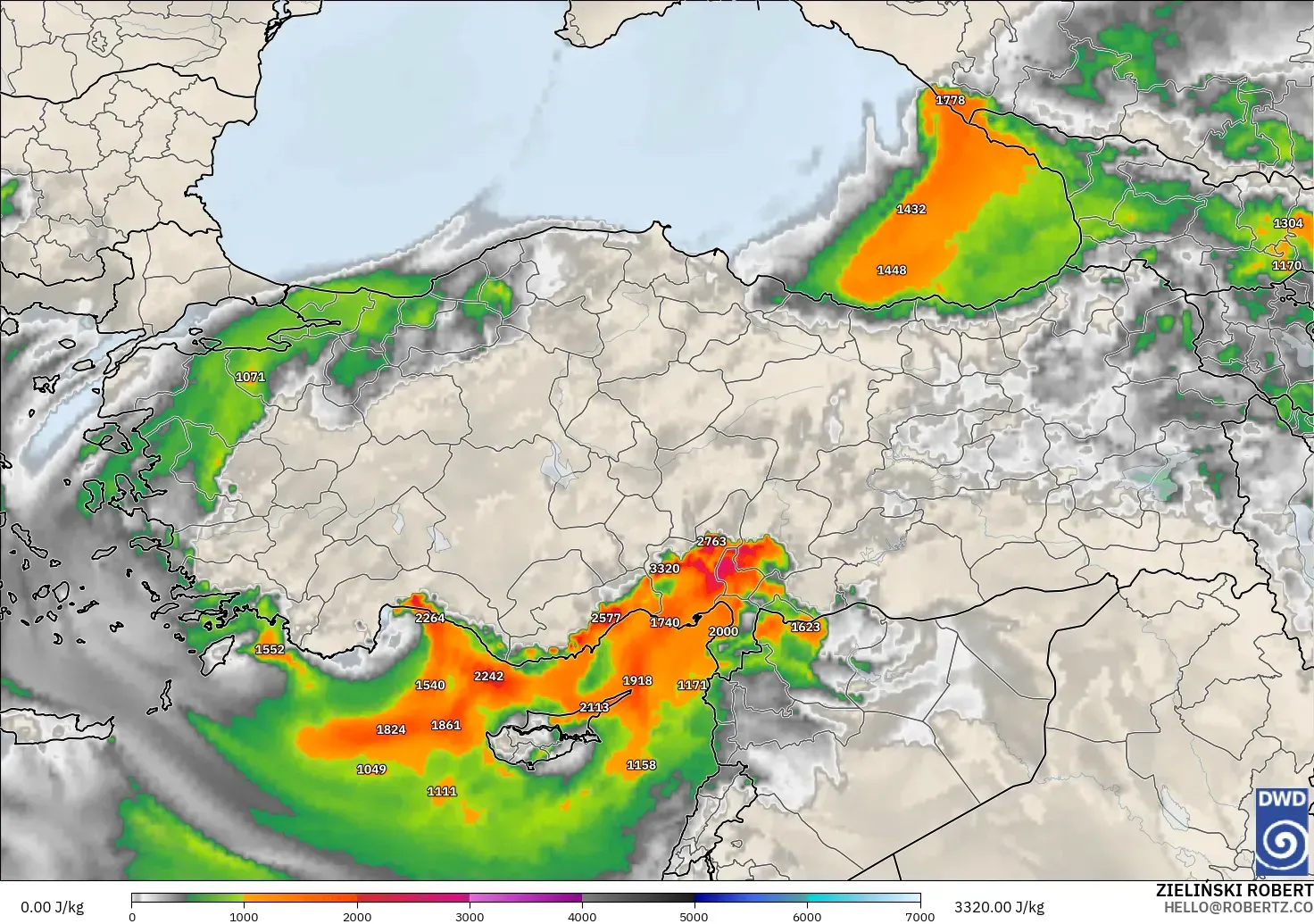 ICON model - Turkey, CAPE