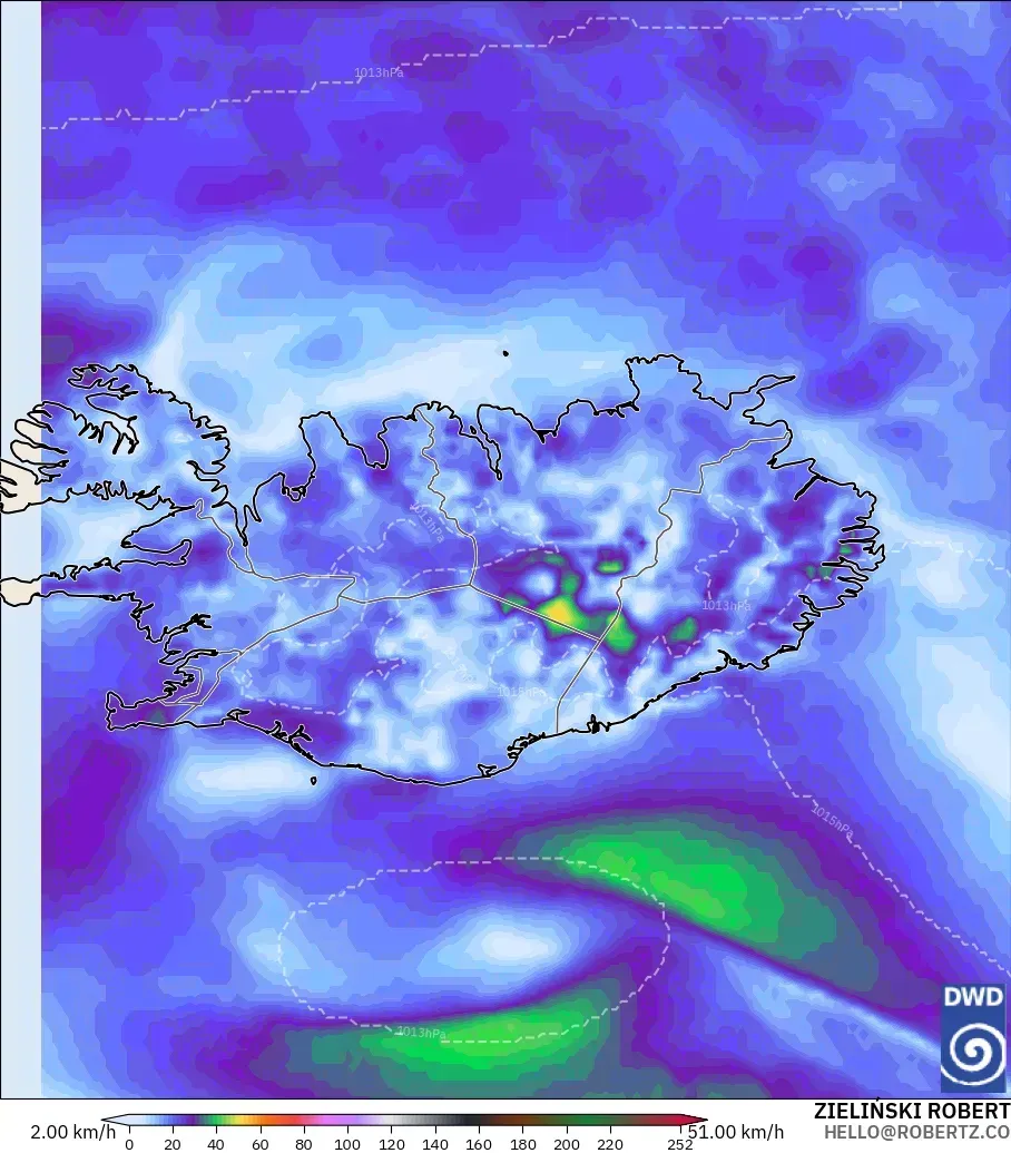 ICON model - Iceland, Wind Gusts Peak