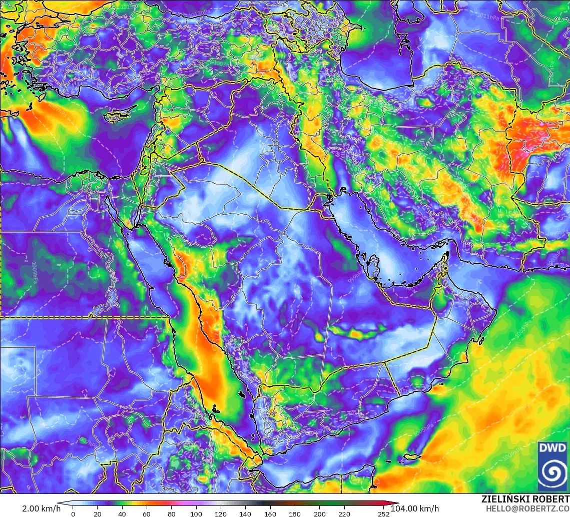 ICON model - Middle East, Wind Gusts Peak