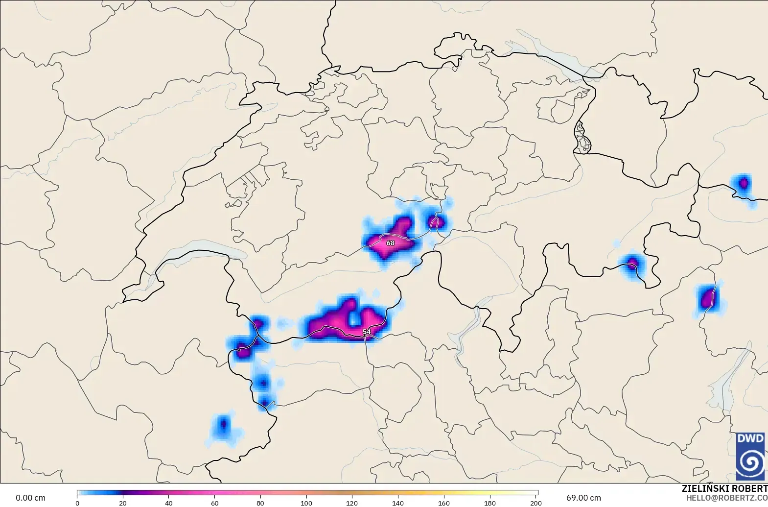 ICON model - Switzerland, Snow Depth