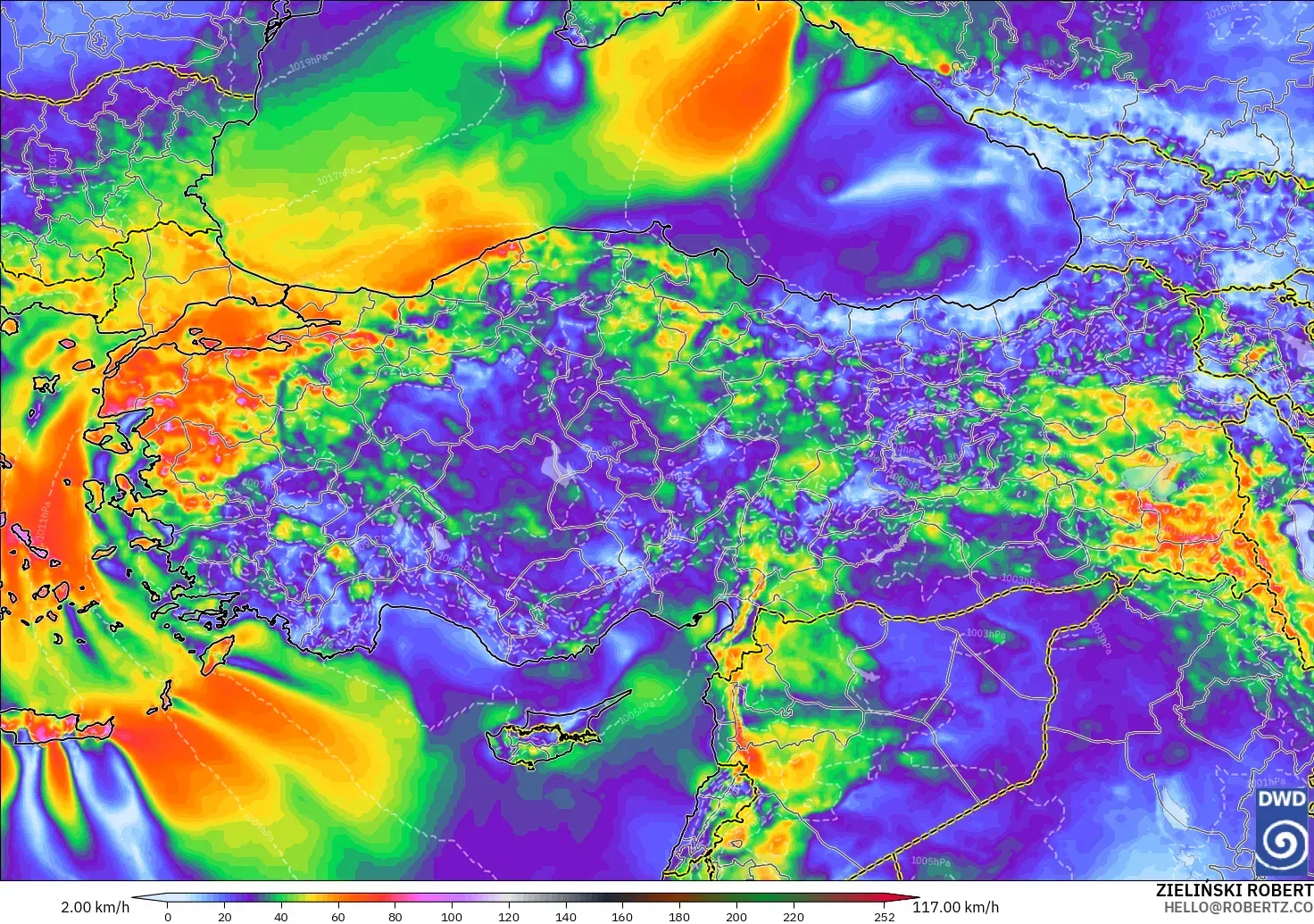 ICON model - Turkey, Wind Gusts