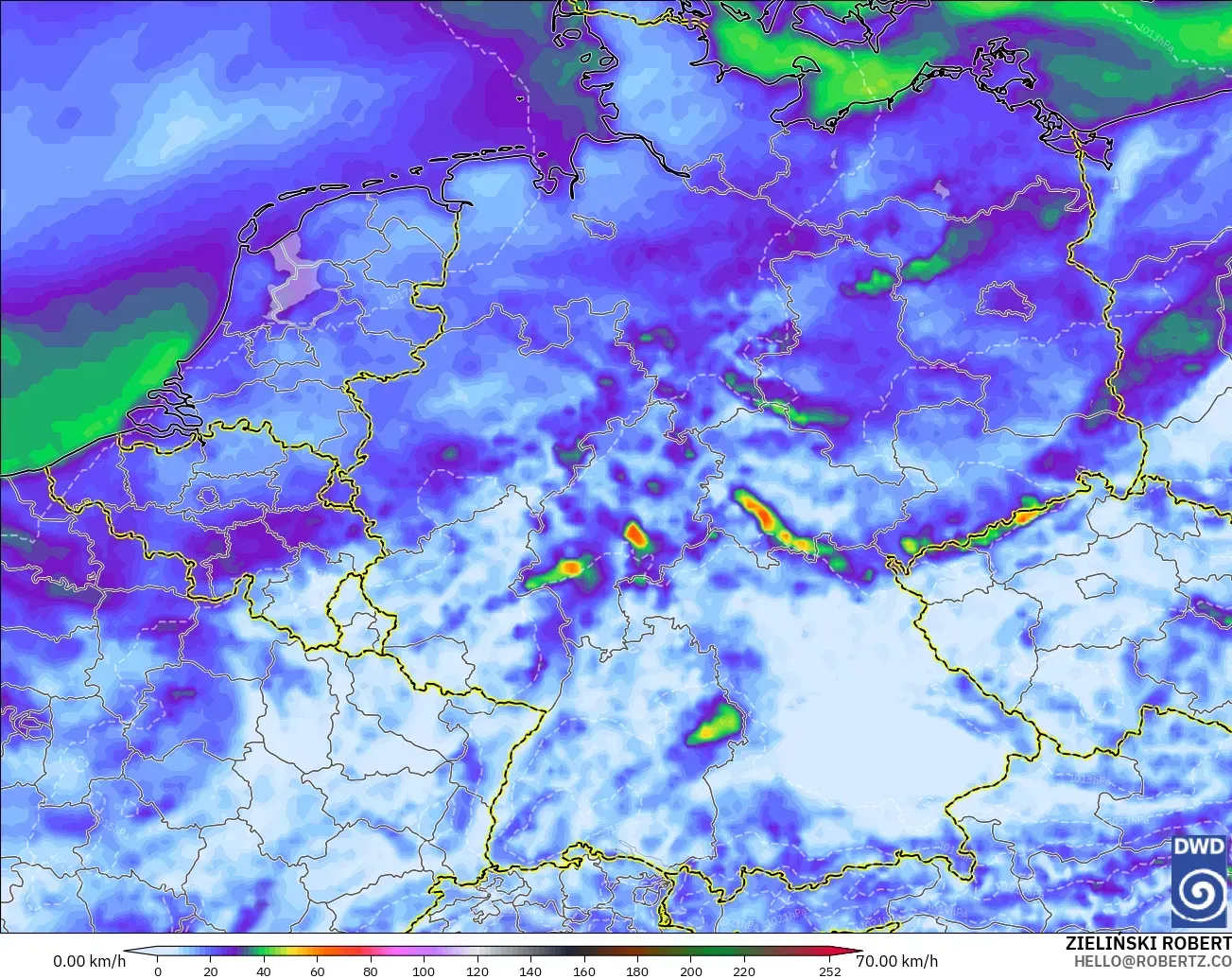 ICON model - Germany, Wind Gusts Peak
