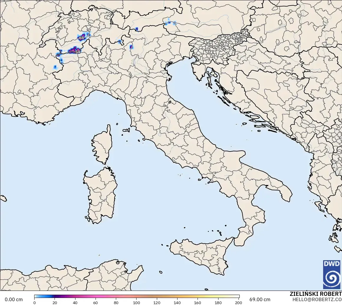 ICON model - Italy, Snow Depth