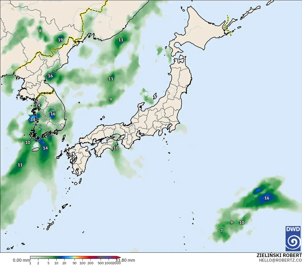 ICON model - Japan, Precipitation Accumulation