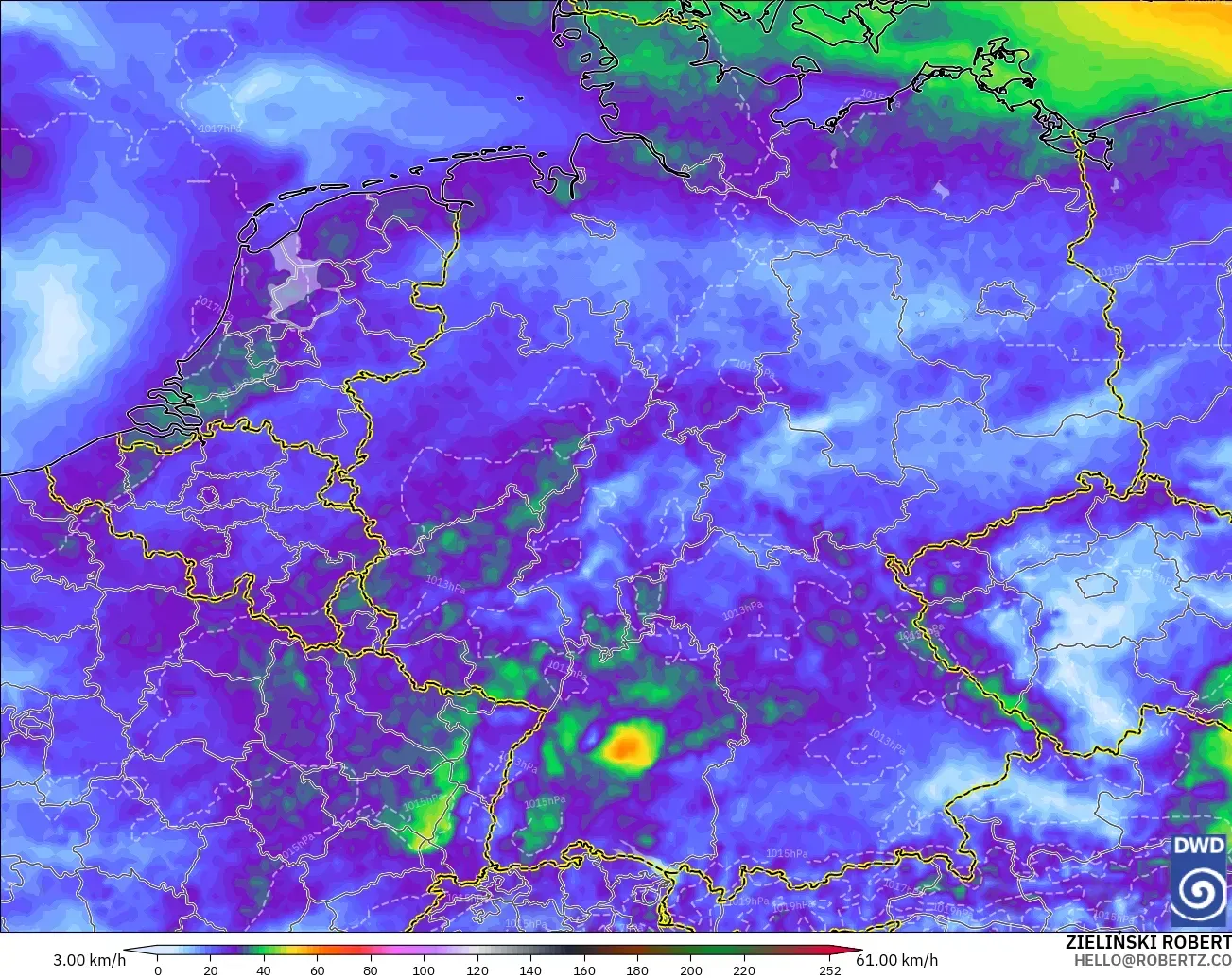 ICON model - Germany, Wind Gusts Peak