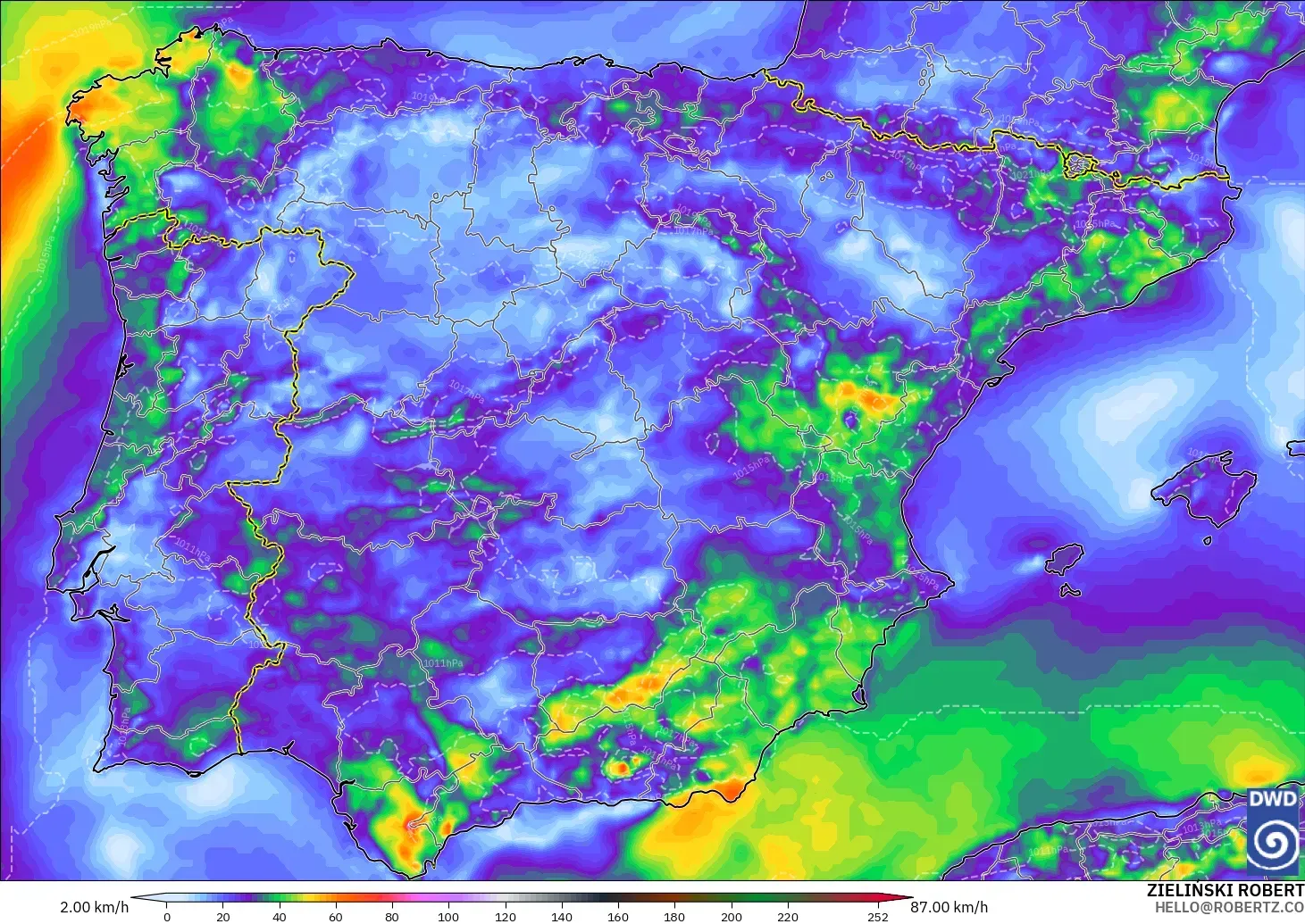 ICON model - Spain, Wind Gusts Peak