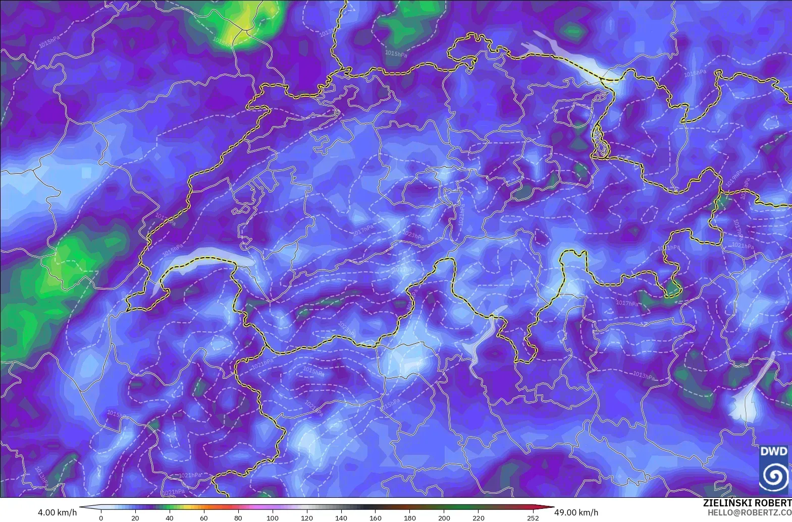 ICON model - Switzerland, Wind Gusts