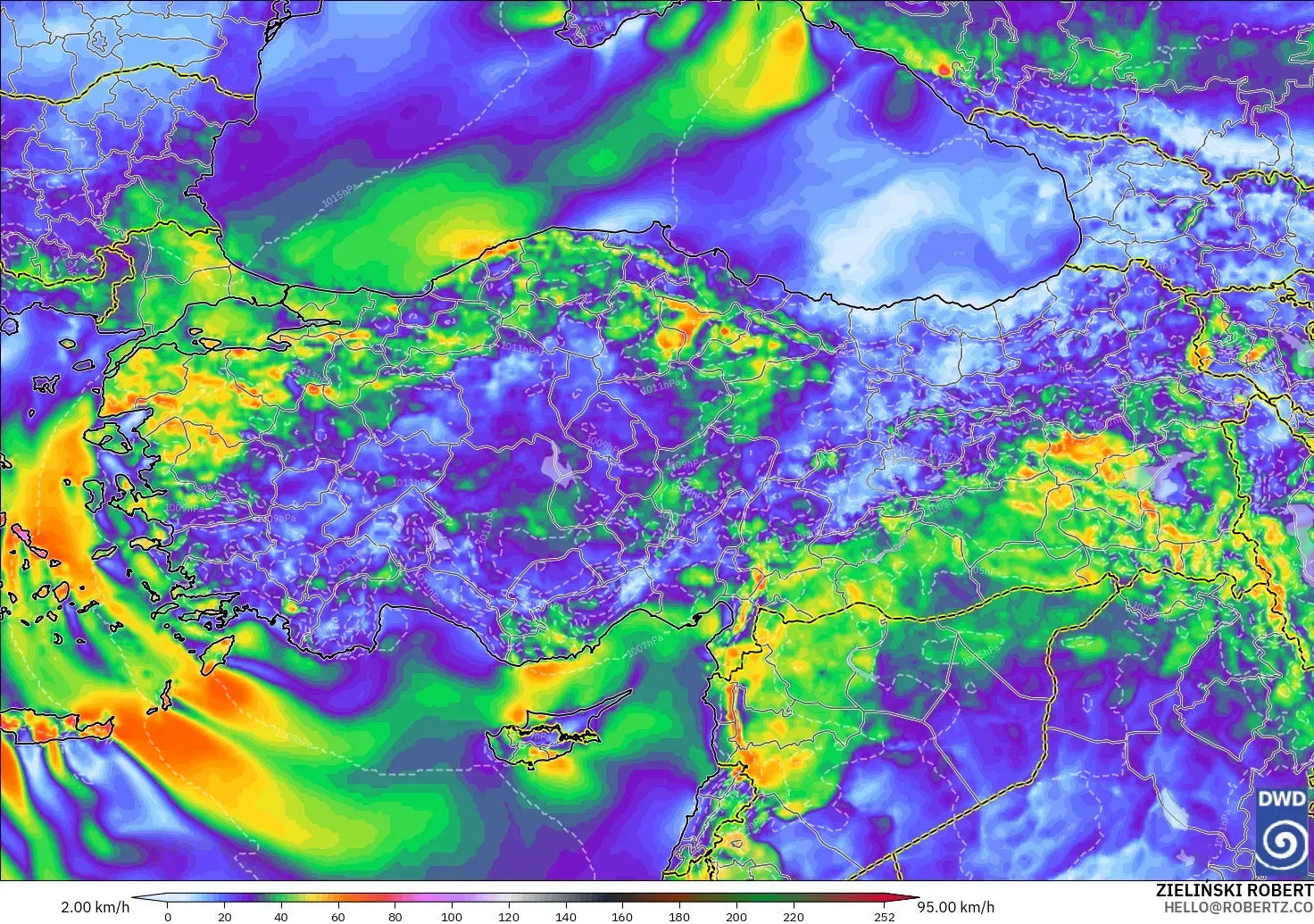 ICON model - Turkey, Wind Gusts Peak