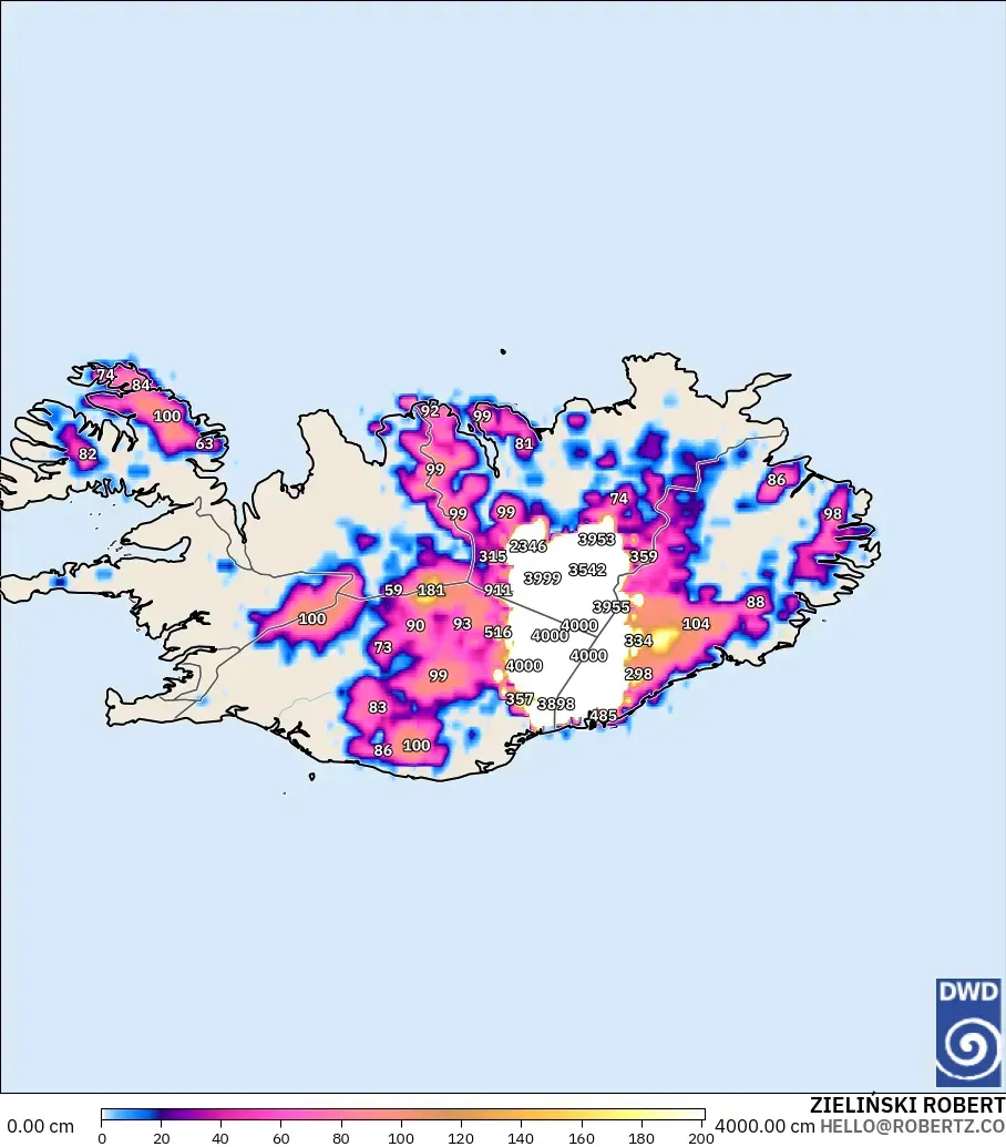 ICON model - Iceland, Snow Depth