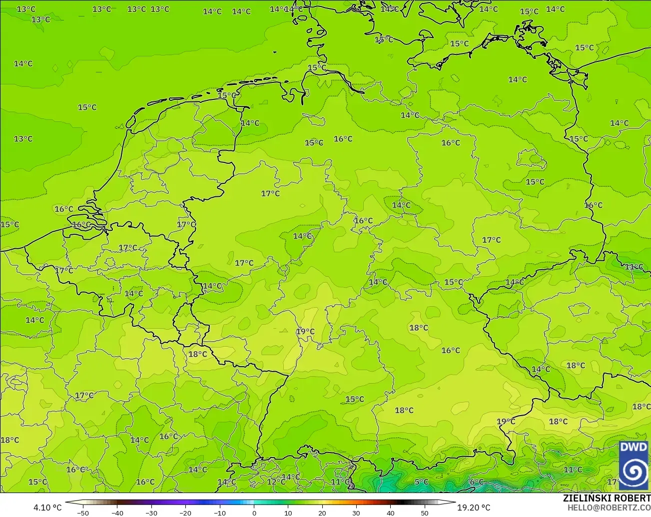 ICON model - Germany, Dewpoint at 2m