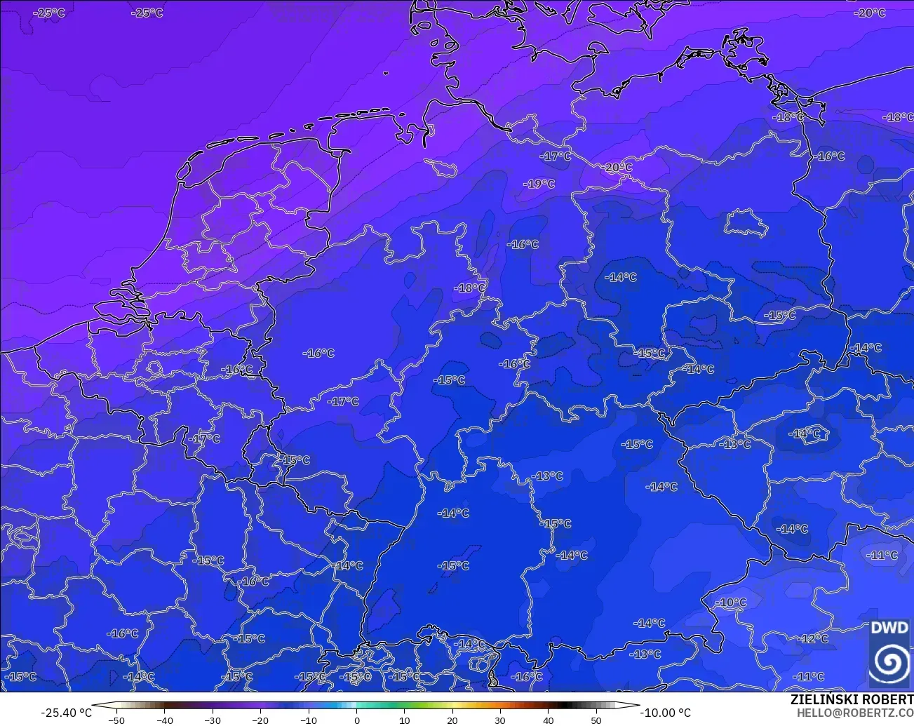 ICON model - Germany, Temperature at 500hPa