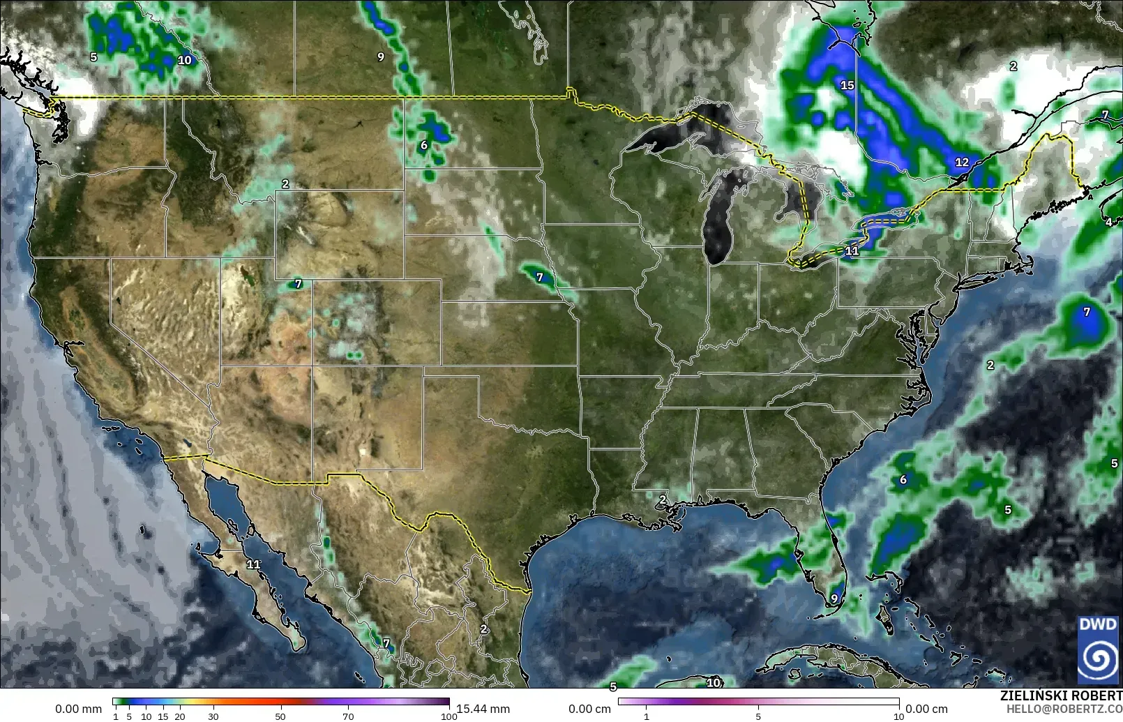 ICON model - United States, Precipitation, Clouds, and Pressure