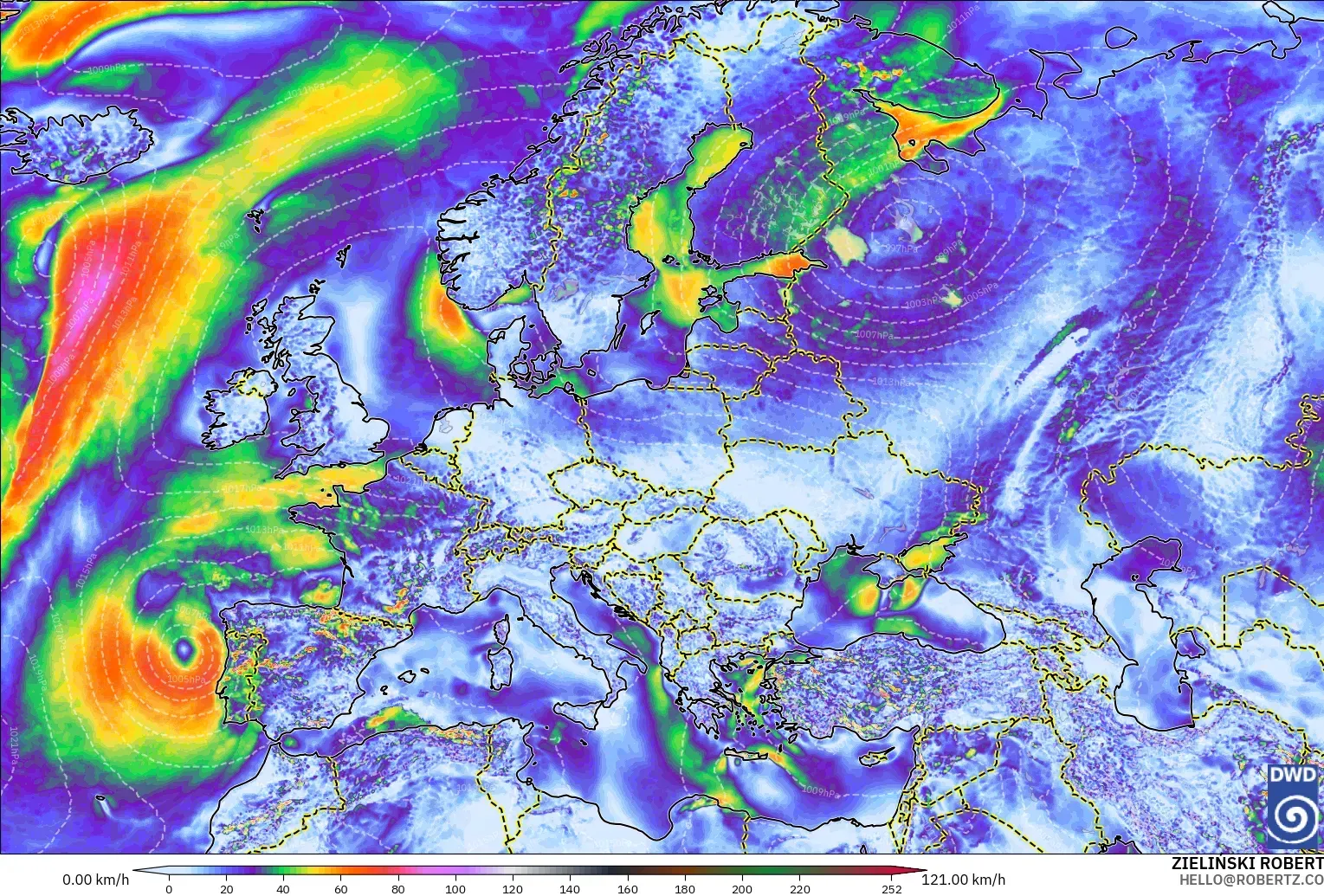 ICON model - Europe, Wind Gusts