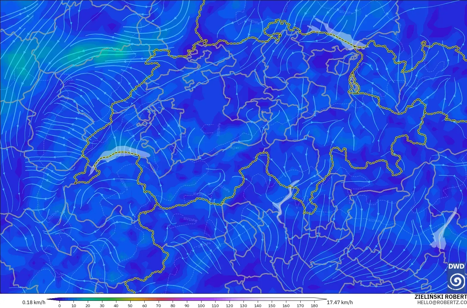ICON model - Switzerland, Wind at 10m