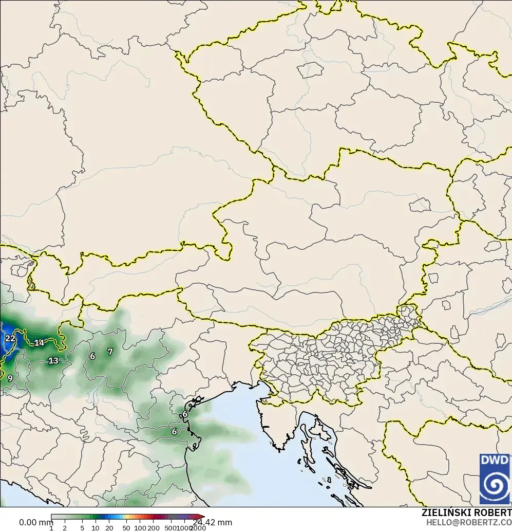 ICON model - Austria, Precipitation Accumulation