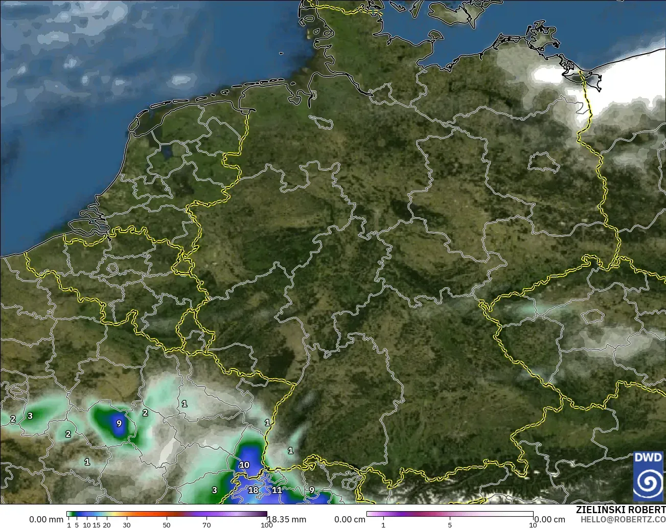 ICON model - Germany, Precipitation, Clouds, and Pressure