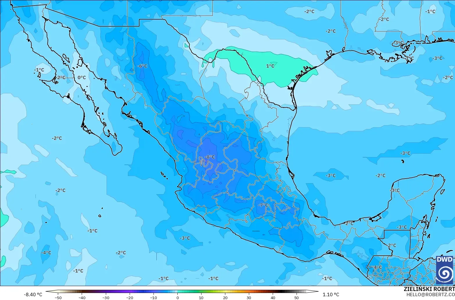 ICON model - Mexico, Temperature at 500hPa