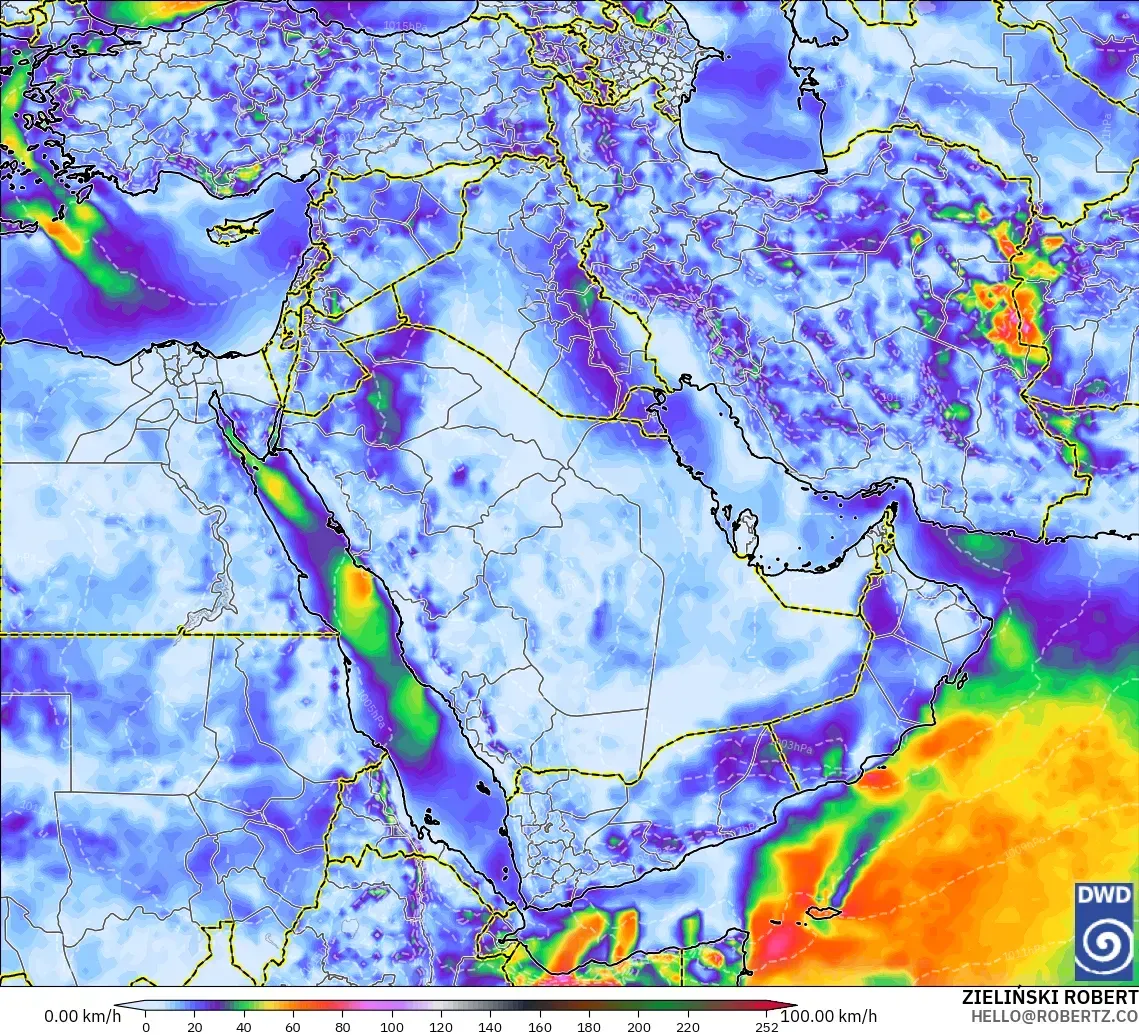 ICON model - Middle East, Wind Gusts