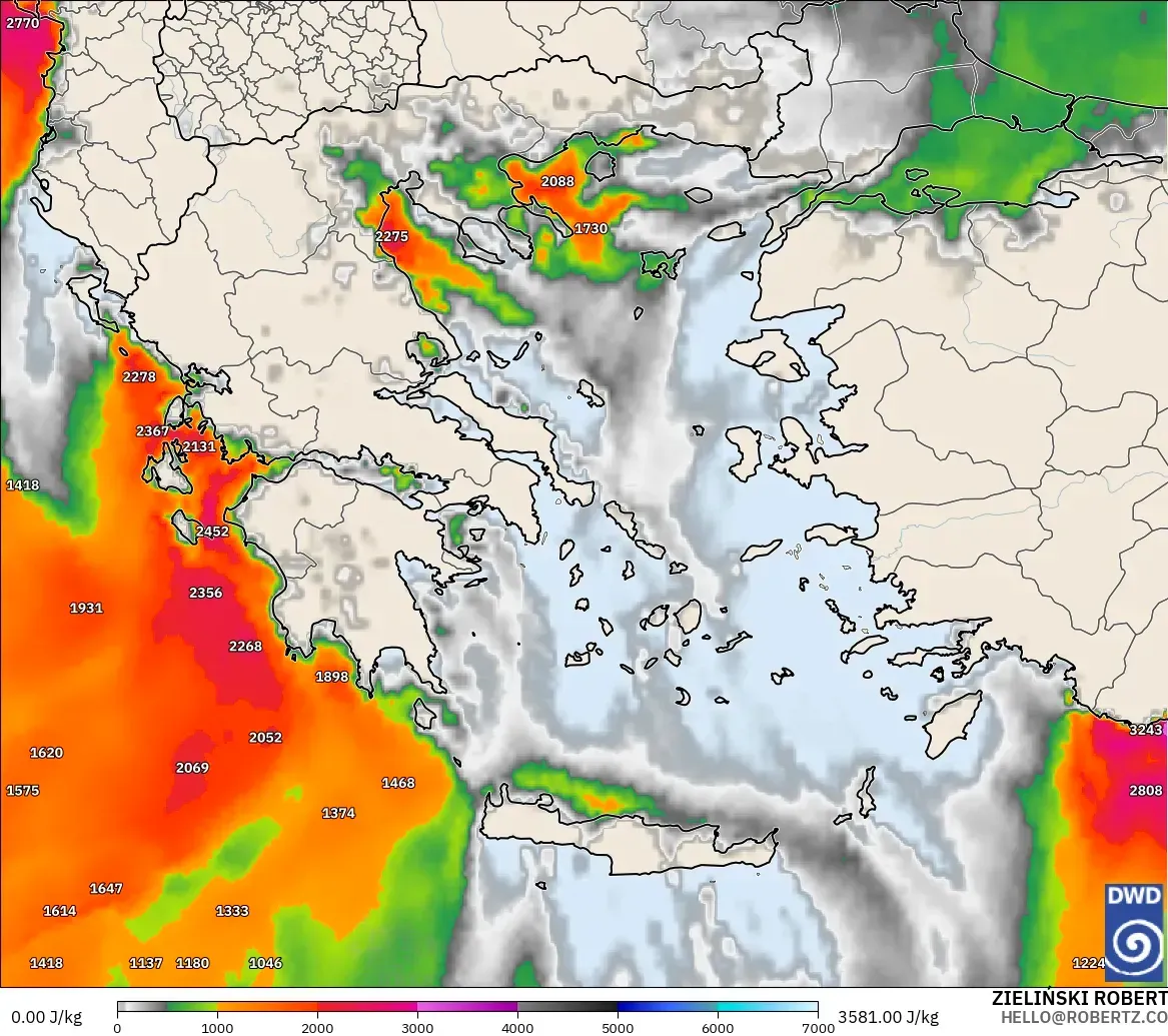 ICON model - Greece, CAPE