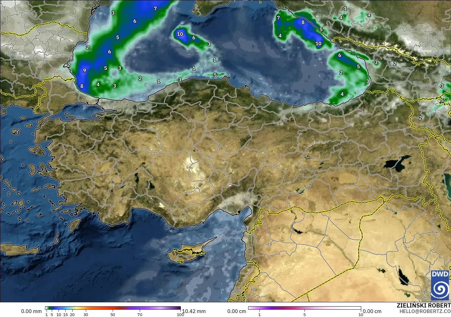 ICON model - Turkey, Precipitation, Clouds, and Pressure