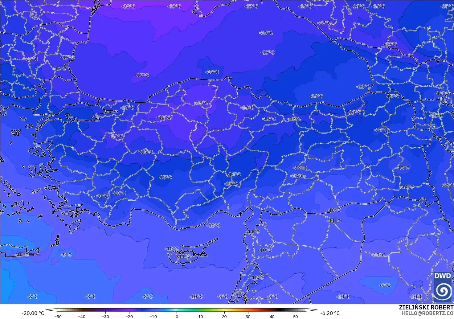 ICON model - Turkey, Temperature at 500hPa