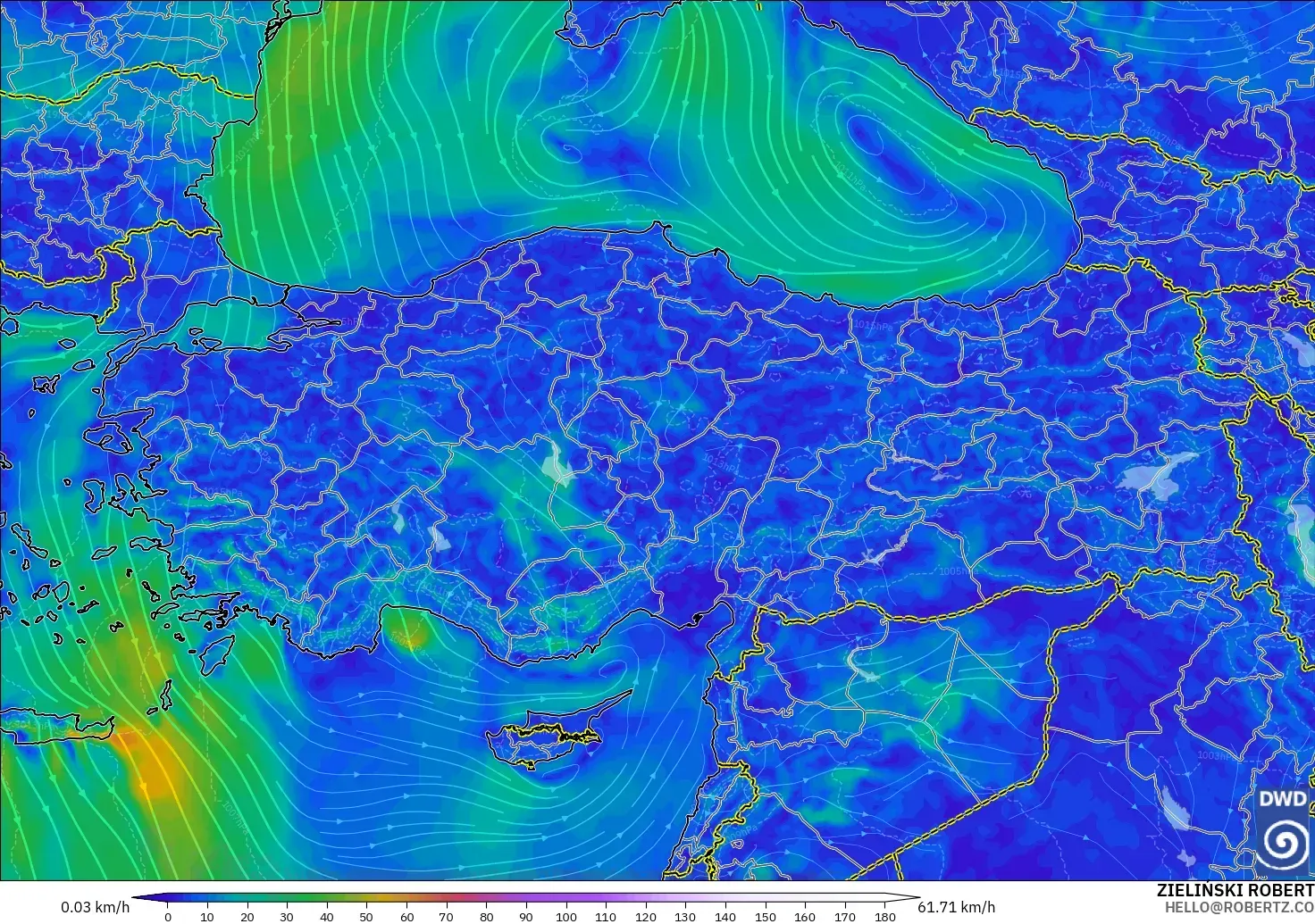 ICON model - Turkey, Wind at 10m