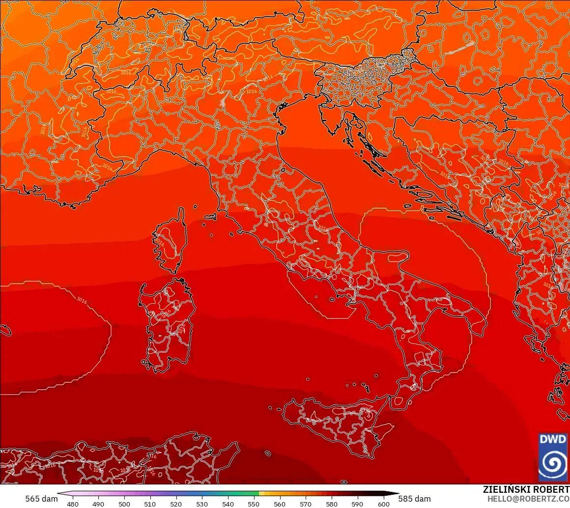 ICON model - Italy, Geopotential height at 500hPa