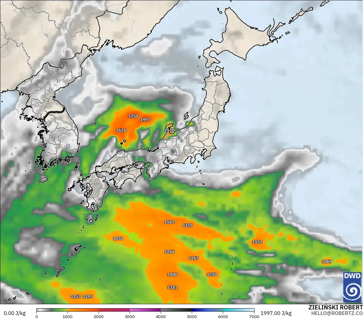 ICON model - Japan, CAPE
