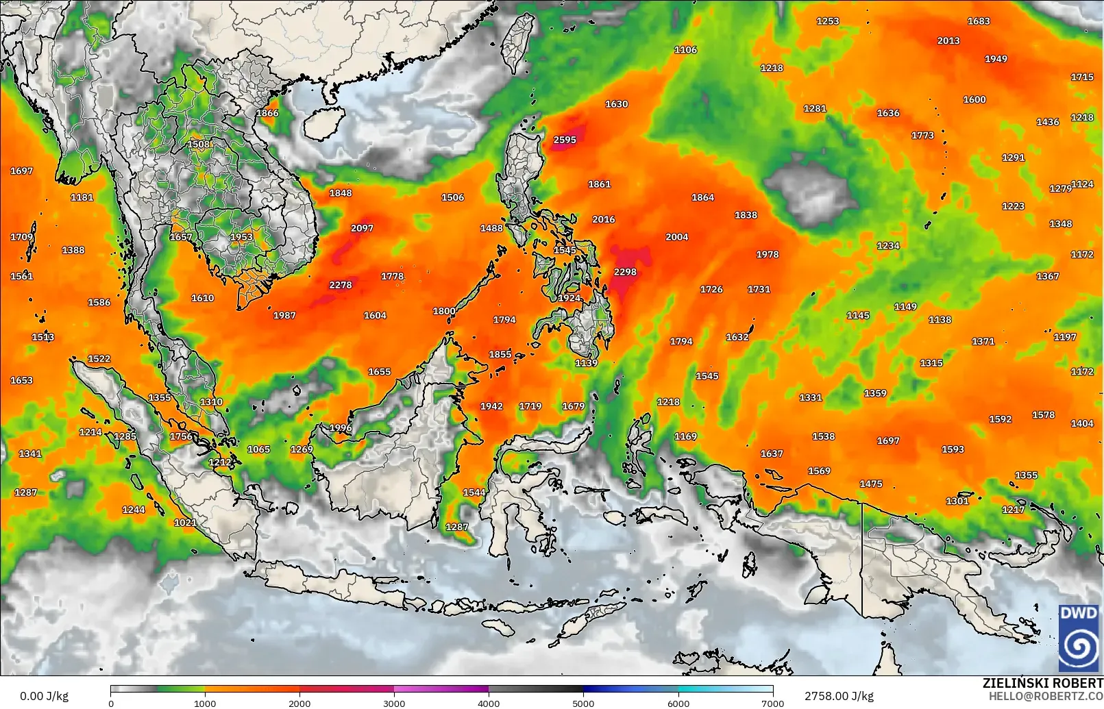ICON model - South East Asia, CAPE
