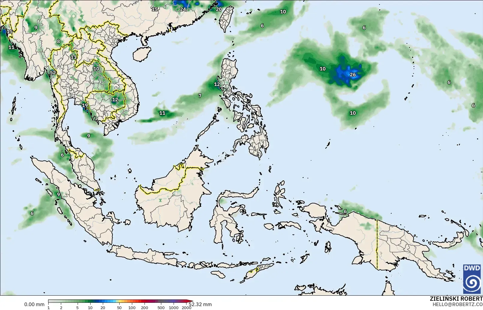 ICON model - South East Asia, Precipitation Accumulation